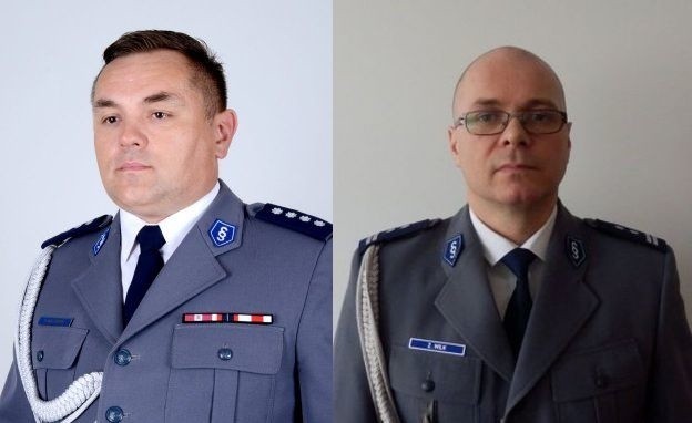 Piotr Zalewski (z lewej) nowym szefem kieleckiej policji, Zbigniew Wilk (z prawej) będzie kierował policją w Ostrowcu
