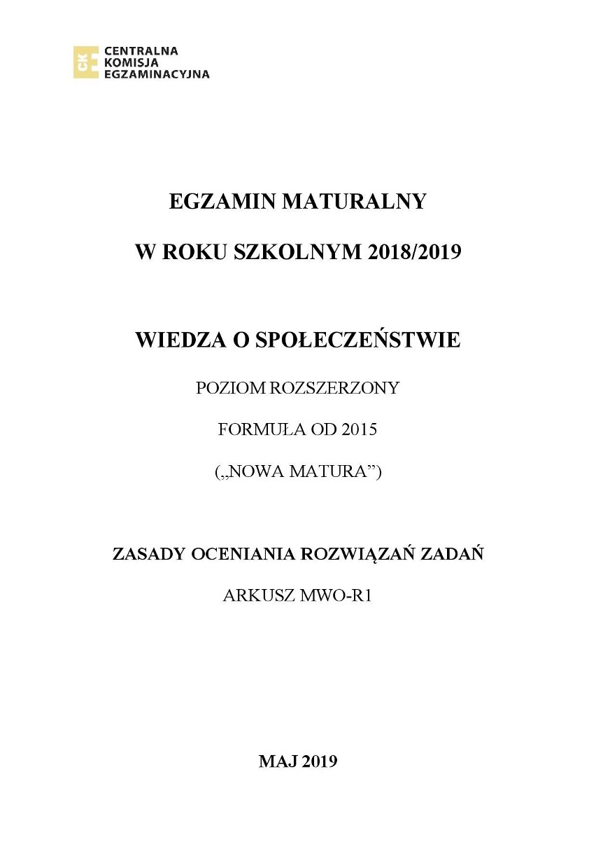 Matura 2019 WOS. CKE opublikowała klucz odpowiedzi. Sprawdź, czy dobrze rozwiązałeś arkusz 