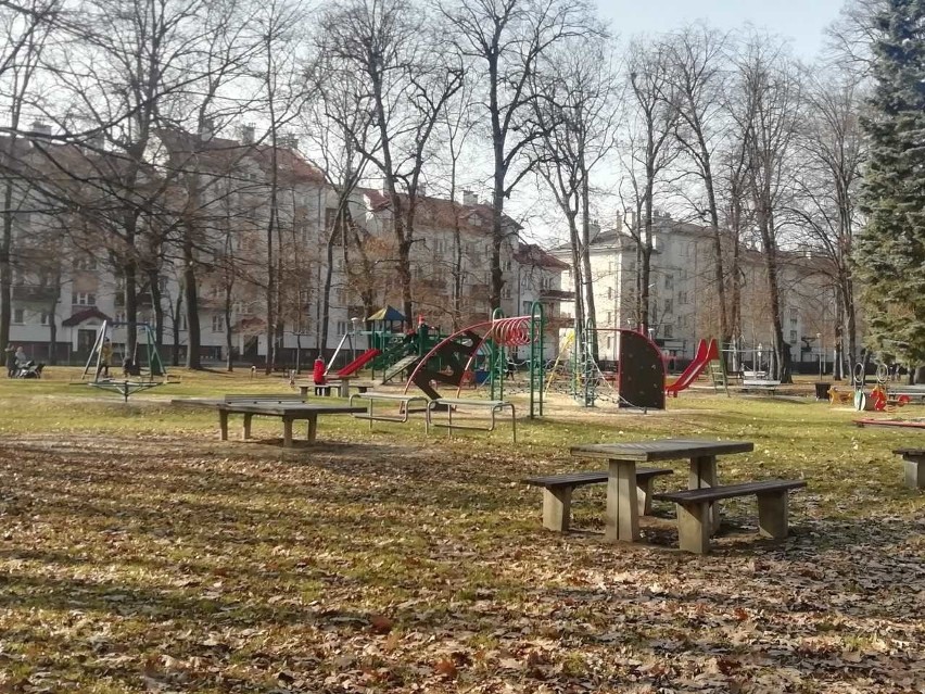 Park przy ul. Dąbrowskiego w Rzeszowie.