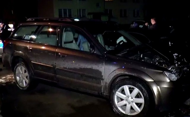 Wypadek Subaru na ulicy Piłsudskiego w Sokółce