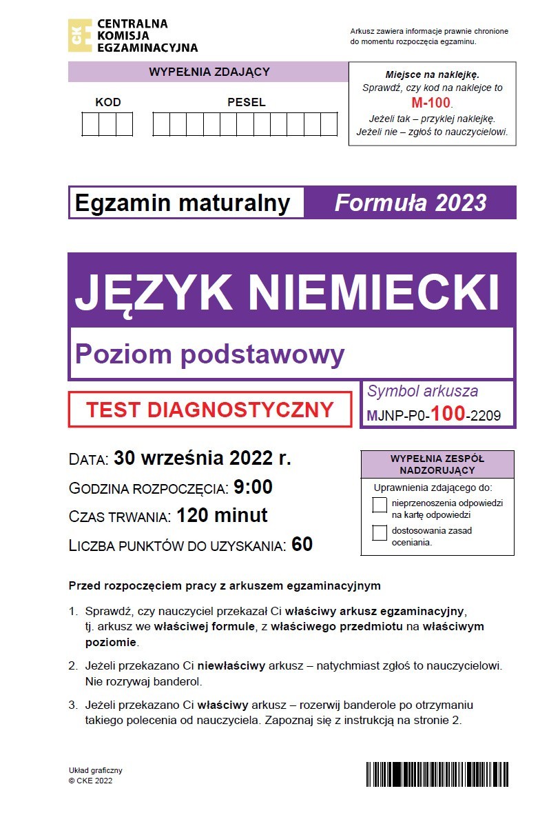 Próbna matura 2023 z języka niemieckiego. 30.09.22 uczniowie podeszli do ostatniej matury próbnej. Mamy arkusz i odpowiedzi CKE