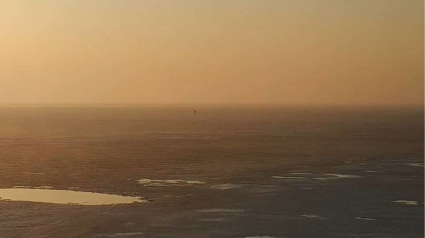 Brawura czy głupota? "Samotny wilk" na topniejącej Zatoce Puckiej w Kuźnicy. Autor filmu przecierał oczy ze zdumienia! 