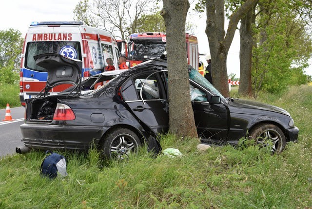 Wypadek koło Morynia. BMW uderzyło w drzewo [zdjęcia]