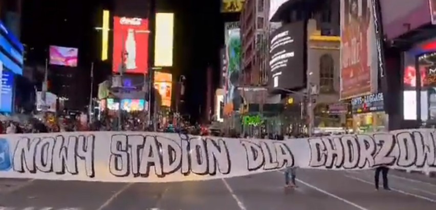 Kibice Ruchu Chorzów protestowali na Time Square