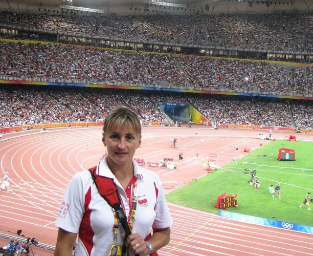 Madejczyk na stadionie lekkoatletycznym w Pekinie.