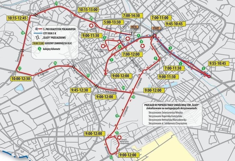 Mapa przebiegu trasy 5. PKO Białystok Półmaratonu