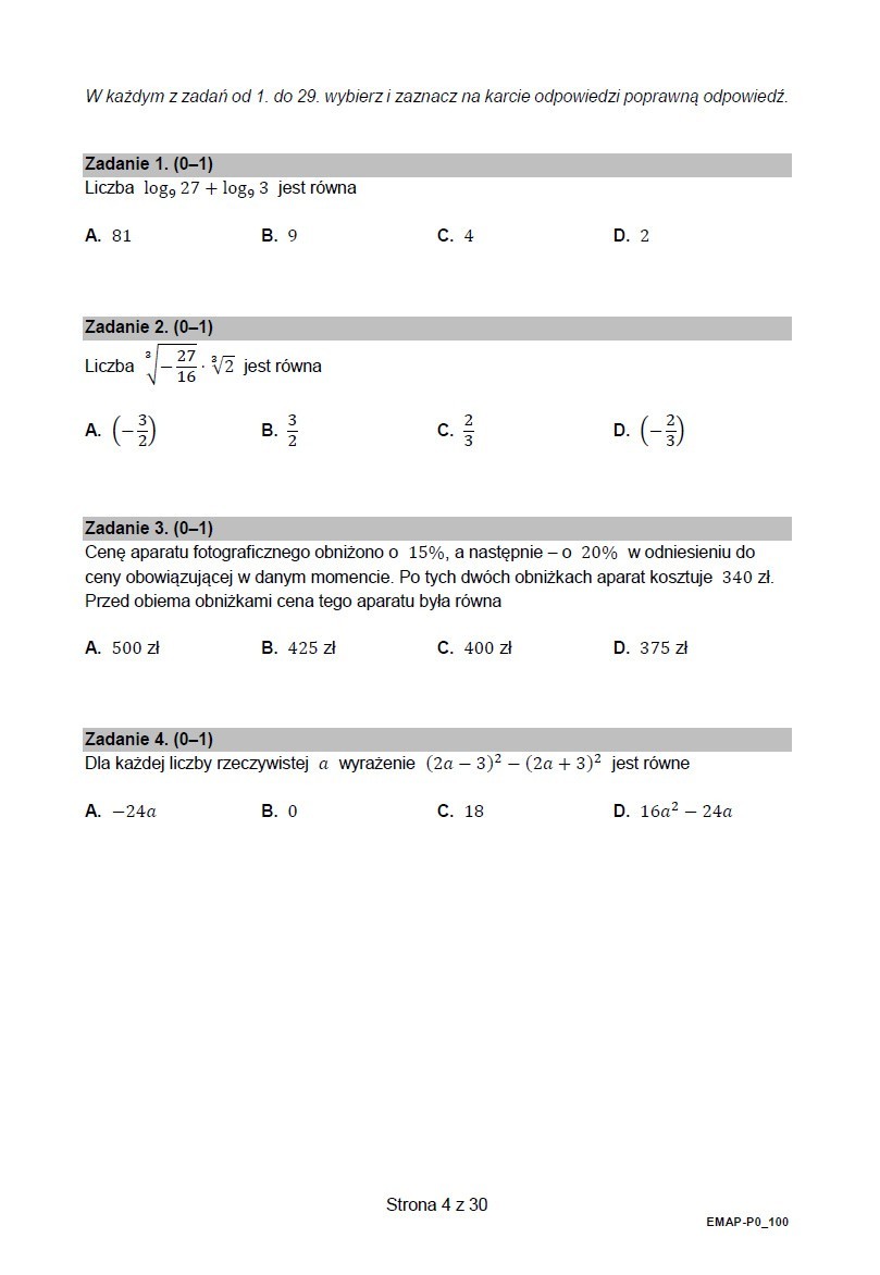 Matura z matematyki w formule 2015. Arkusz CKE i odpowiedzi | Nowiny