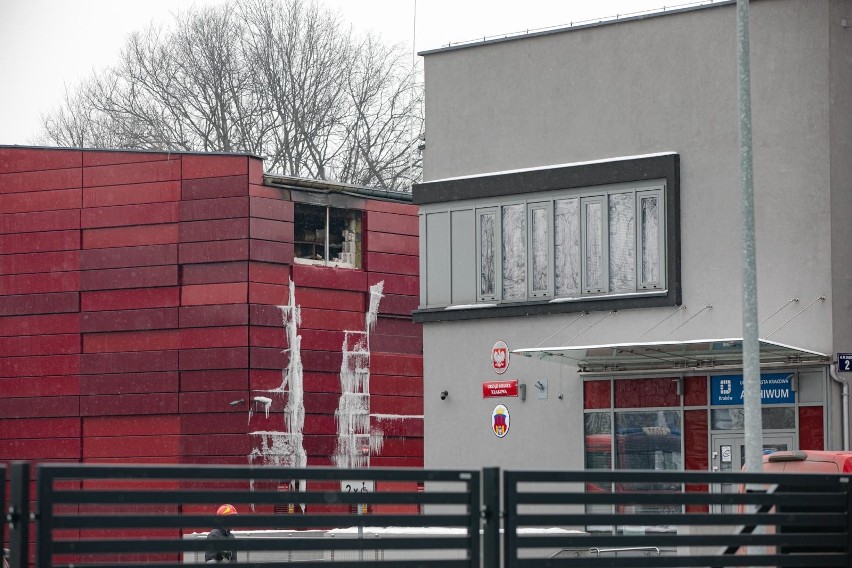 Pożar miejskiego archiwum w Krakowie - akcja strażaków