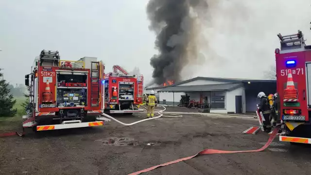 Pożar hali produkcyjnej w Gostyni