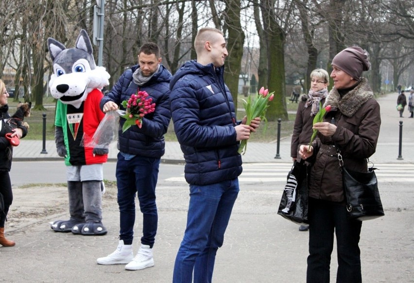 Tulipan na Dzień Kobiet od piłkarzy GKS Tychy [ZDJĘCIA]