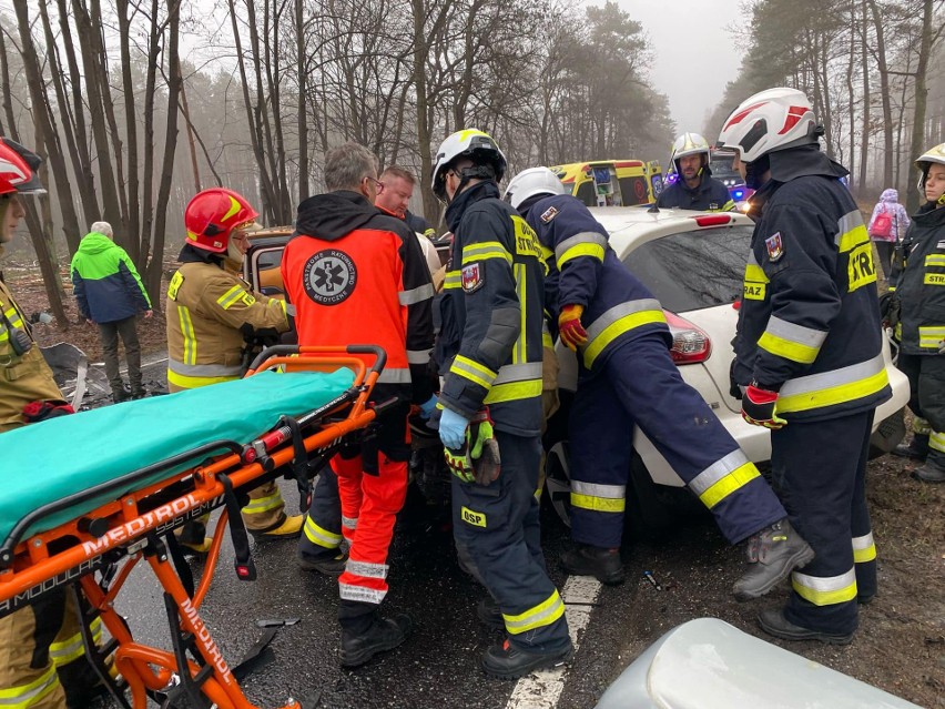 Wypadek trzech aut na DK 10 w Emilianowie. Pięć osób rannych, w tym dziecko - zdjęcia