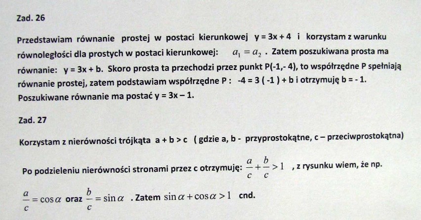 Matura próbna 2012 - OPERON - matematyka - zadania 26 i 27