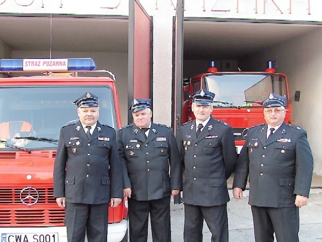 Stefan Pyć, Henryk Radzimiński, Janusz Kopczyński oraz  Ryszard Henryszewski z OSP Wąbrzeźno
