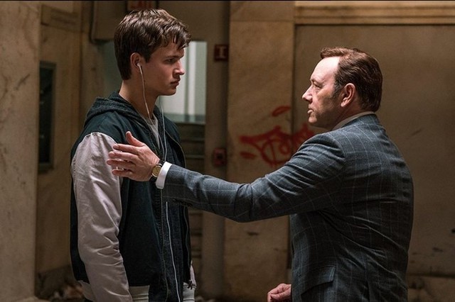 Ansel Elgort i Kevin Spacey na planie "Baby Driver"