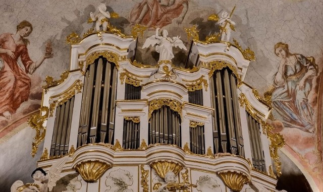 Organy ujęte w trójwieżowy prospekt z bocznym kontuarem są niebywale cennym zabytkiem i to w skali kraju. Zbudował je dla kościoła w Zamartem w 1774 roku organmistrz Christianus Olszynski z Kamienia Krajeńskiego.