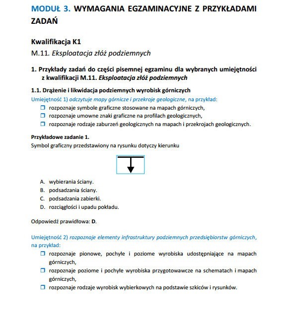 Nowy egzamin zawodowy 2014: TECHNIK GÓRNICTWA PODZIEMNEGO [ARKUSZE, PYTANIA]