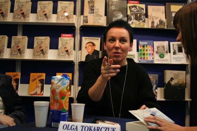 Olga Tokarczuk na targach książki w Krakowie w 2017 r.