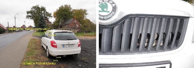 Skoda fabia z fotoradarem z bliska