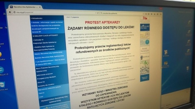 Informacja o proteście widnieje na stronie internetowej Okręgowej Izby Aptekarskiej w Łodzi.