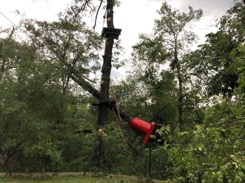 Tak Krakowski Park Linowy wyglądał po przejściu nawałnicy