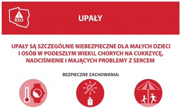 Cyrkulacja najbliższych dni sprzyjać będzie występowaniu wysokich temperatur. W ciągu najbliższych będzie upalnie a Centrum Zarządzania Kryzysowego nie wyklucza popołudniowych burz i towarzyszącym im opadom deszczu czy nawet gradu. Zobaczcie jak zachować się w upałów. Radzi Centrum Zarządzania Kryzysowego.