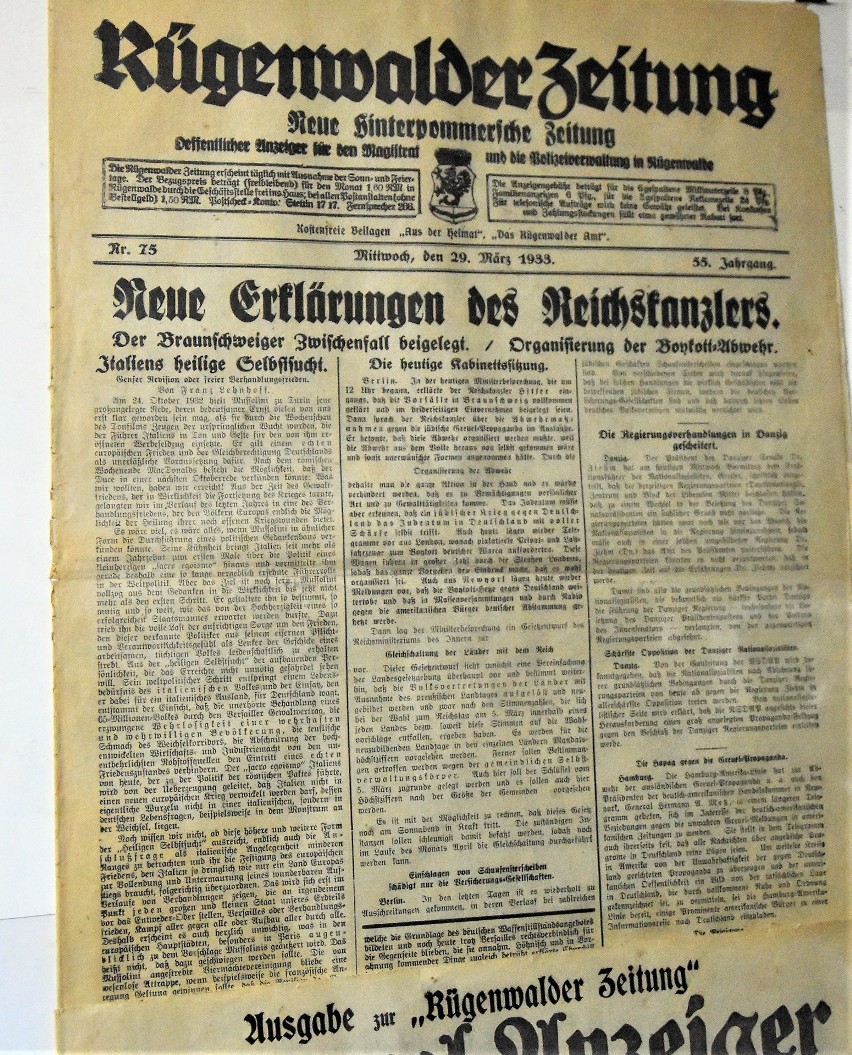 Darłowska gazeta z 1933 roku