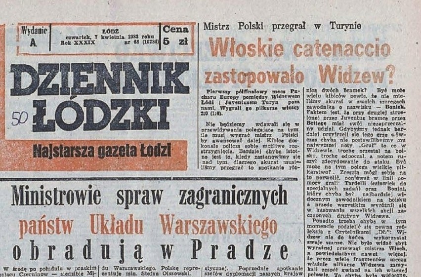 6 kwietnia 1983 r.  Widzew Łódź zagrał w półfinale Pucharu...
