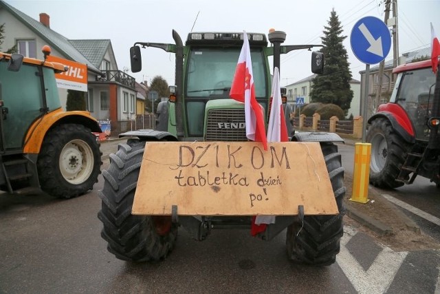 Takie transparenty mieli protestujący w Knyszynie.