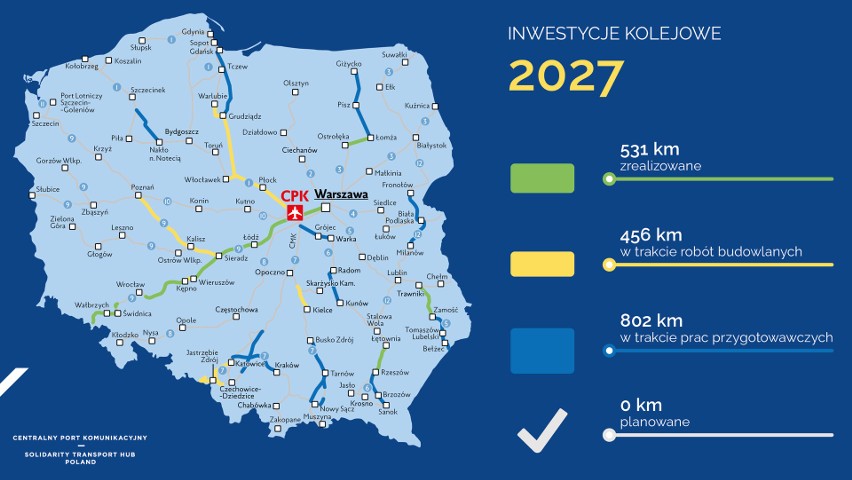 Program Kolejowy CPK zakłada budowę prawie 1800 km nowych...