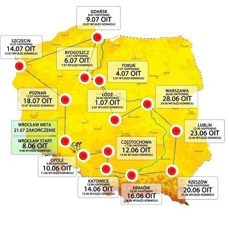 Do Łodzi dojechał w poniedziałek konwój rowerowy pod hasłem "Wstań i jedź".