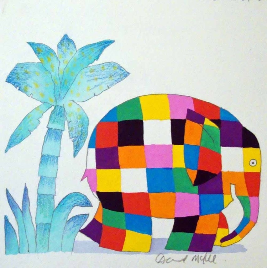 Słoń Elmer w wykonaniu jego pomysłodawcy - Davida McKee.