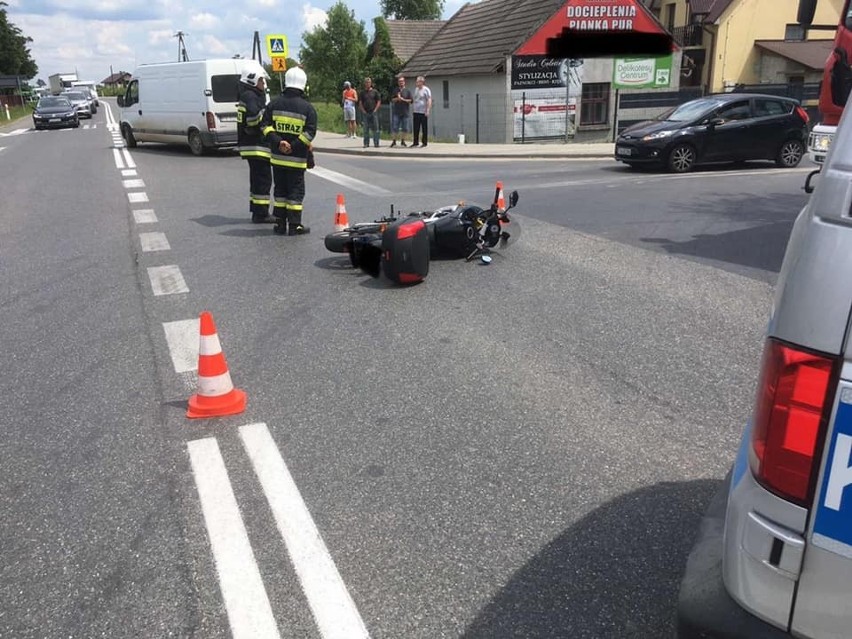 Wypadek w Trześni, na drodze krajowej 77. Ranny motocyklista (ZDJĘCIA) 
