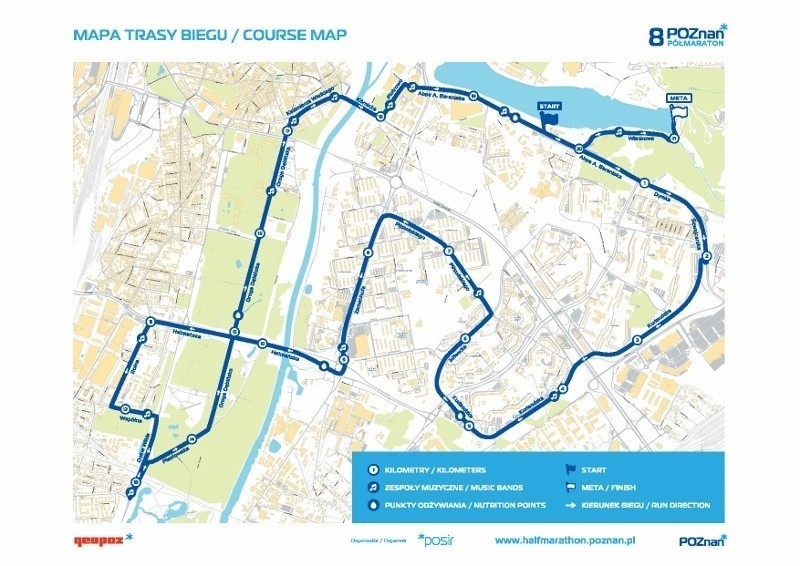 Trasa poznańskiego półmaratonu