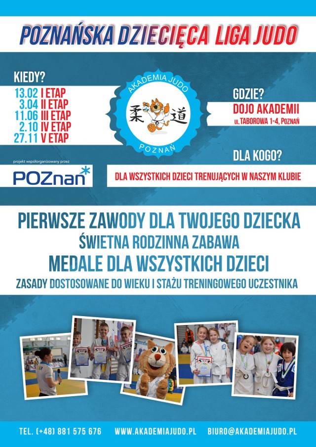 Poznańska Dziecięca Liga Judo to często pierwszy krok do uprawiania tej pięknej dyscypliny, mającej swoje korzenie w Kraju Kwitnącej Wiśni