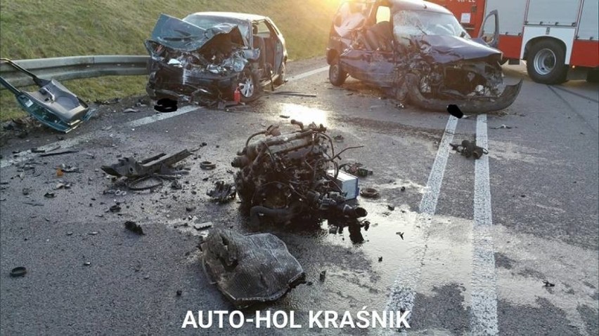 Wypadek na obwodnicy Kraśnika: Zderzenie trzech aut. Sprawca uciekł (zdjęcia)