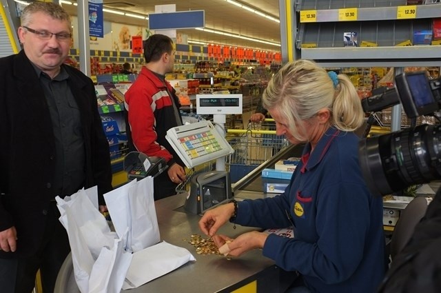 Protest przed sklepem Lidl w Katowicach