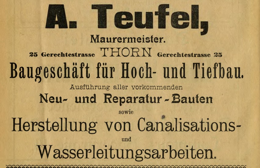 Reklama firmy Adolfa Teufela z księgi adresowej wydanej w...