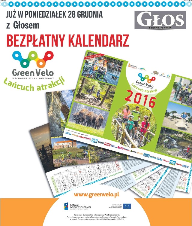 Już w poniedziałek 28 grudnia wraz z „Głosem Koszalińskim” trafi  do Was, drodzy Czytelnicy, nasz pierwszy, bezpłatny kalendarz na 2016 rok.