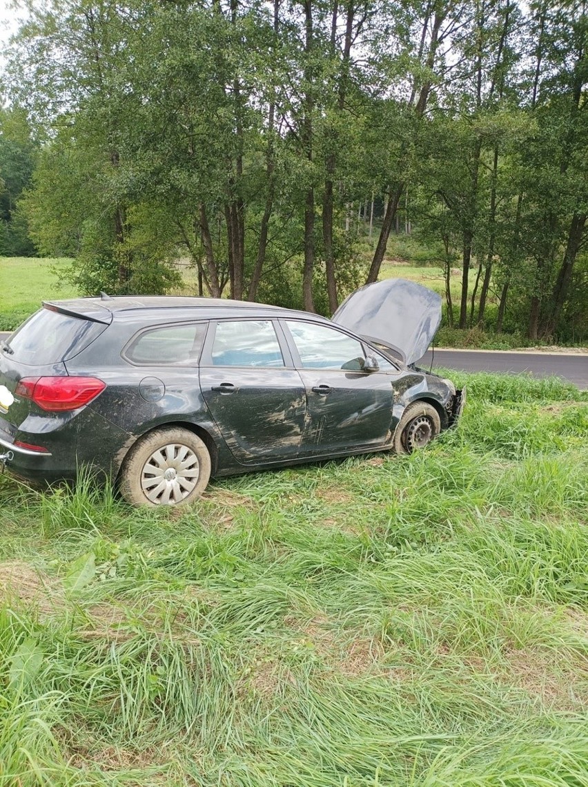 Kolizja w Izdebkach. Opel wypadł z drogi, na szczęście nikt nie został ranny [ZDJĘCIA]