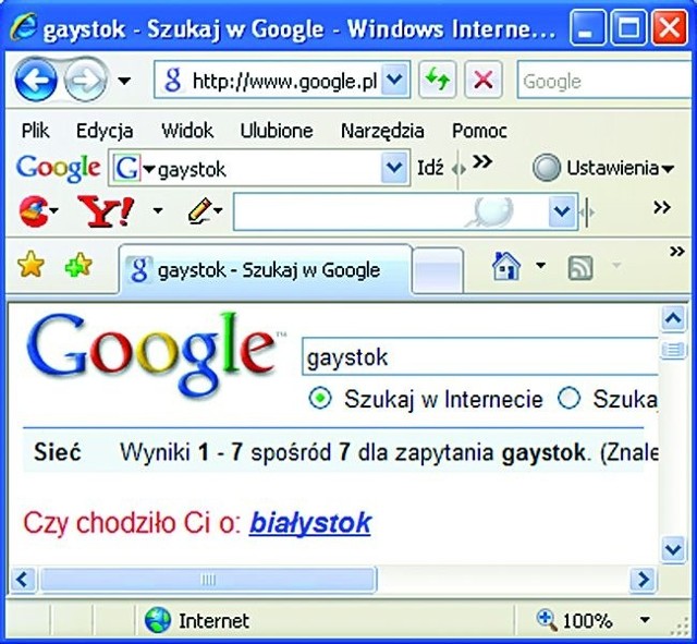 Gaystok czy Białystok? Google.pl nie ma wątpliwości, że te nazwy mają ze sobą coś wspólnego.