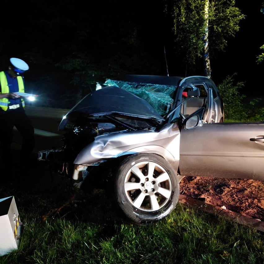 Wypadek w Kaniowie - kierowca uderzył w drzewo