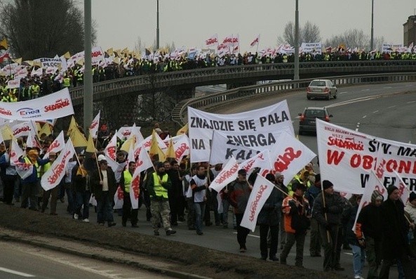 Demonstracja związkowców w Gdańsku.