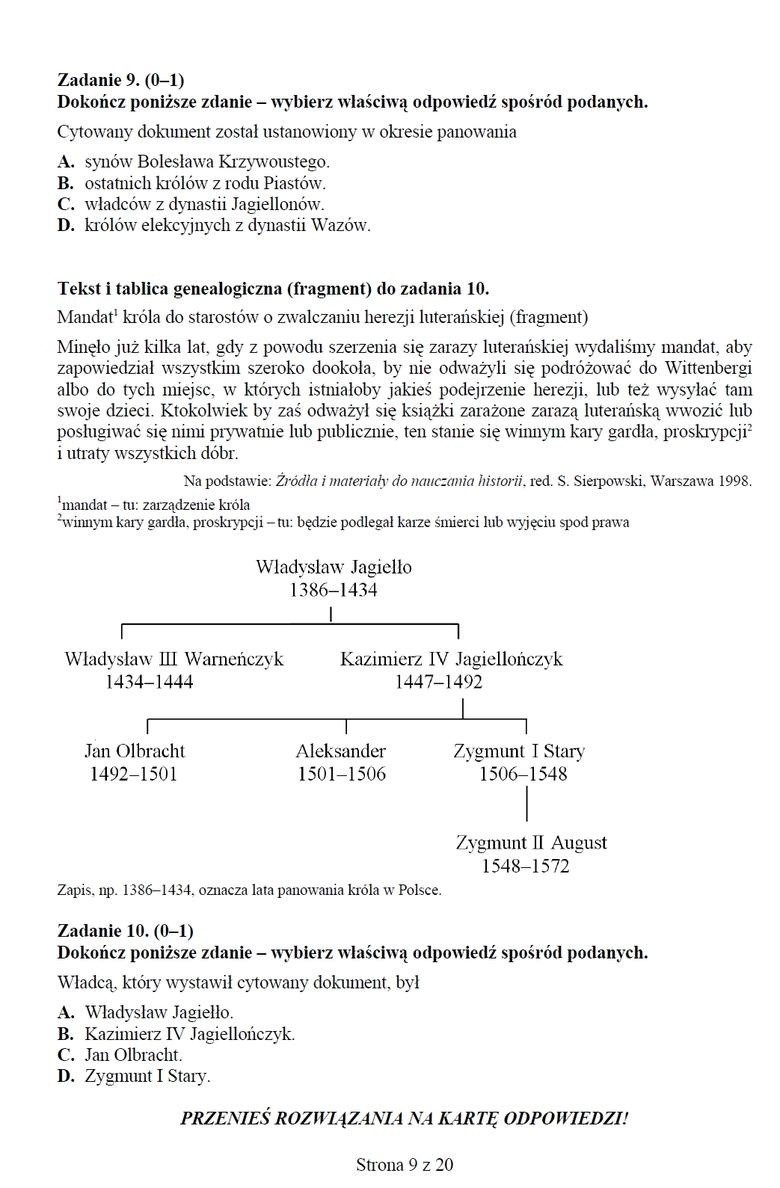 Testy gimnazjalne 2104: Historia, WOS, język polski...