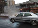 Pożar samochodu na Mikołowskiej w Katowicach gasiły dwa zastępy staży pożarnej ZDJĘCIA