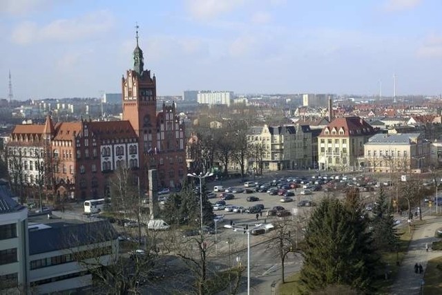 Widok na plac Zwycięstwa w Słupsku.