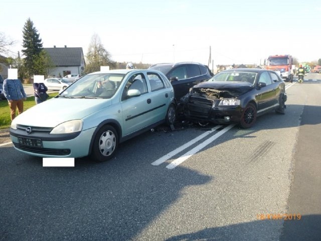 Wypadek na DK 46 w Kochanowicach (ul. Częstochowska) 18.04.2019.