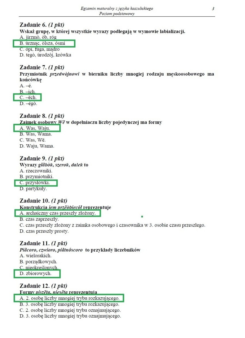 MATURA 2013 z CKE. Język kaszubski - p. podstawowy i rozszerzony [ARKUSZE,ODPOWIEDZI]