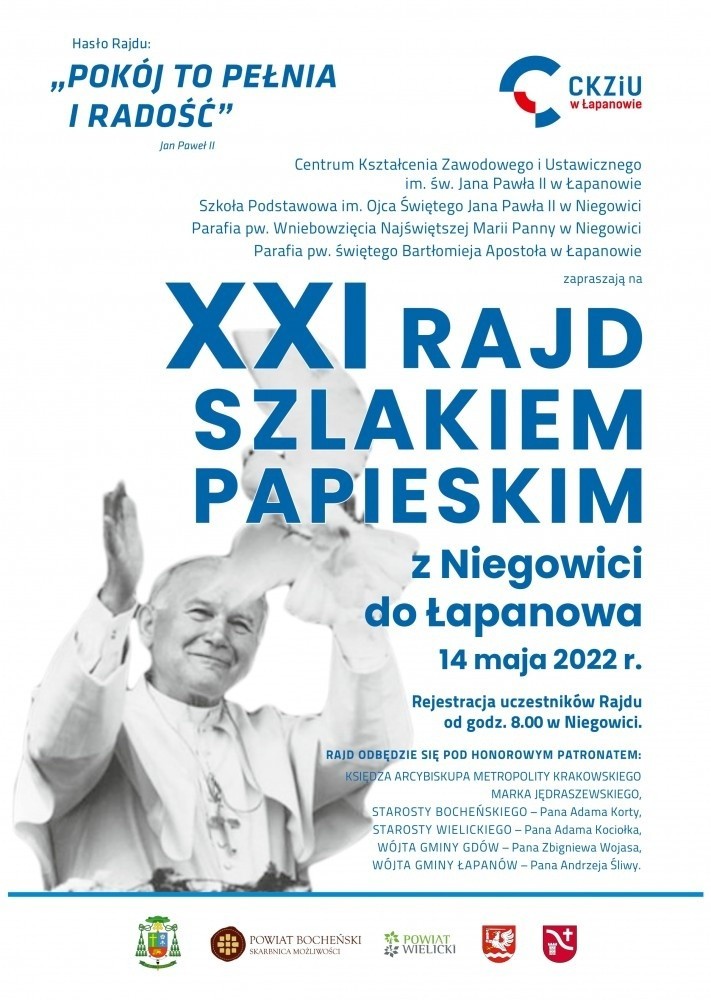 Rajd Szlakiem Papieskim 2022. Pielgrzymi powędrują z Niegowici do Łapanowa