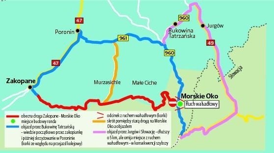 Przygotowana przez nas mapa pokazuje jak objechać korki na Wierchu Porońca. Warto się z nią zapoznać i podróżować wygodnie