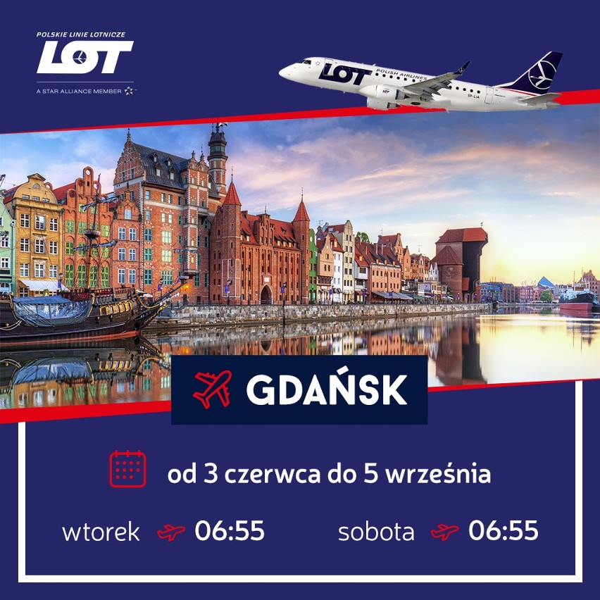 Latem znów polecimy LOT-em z Rzeszowa do Gdańska! Loty będą dwa razy w tygodniu